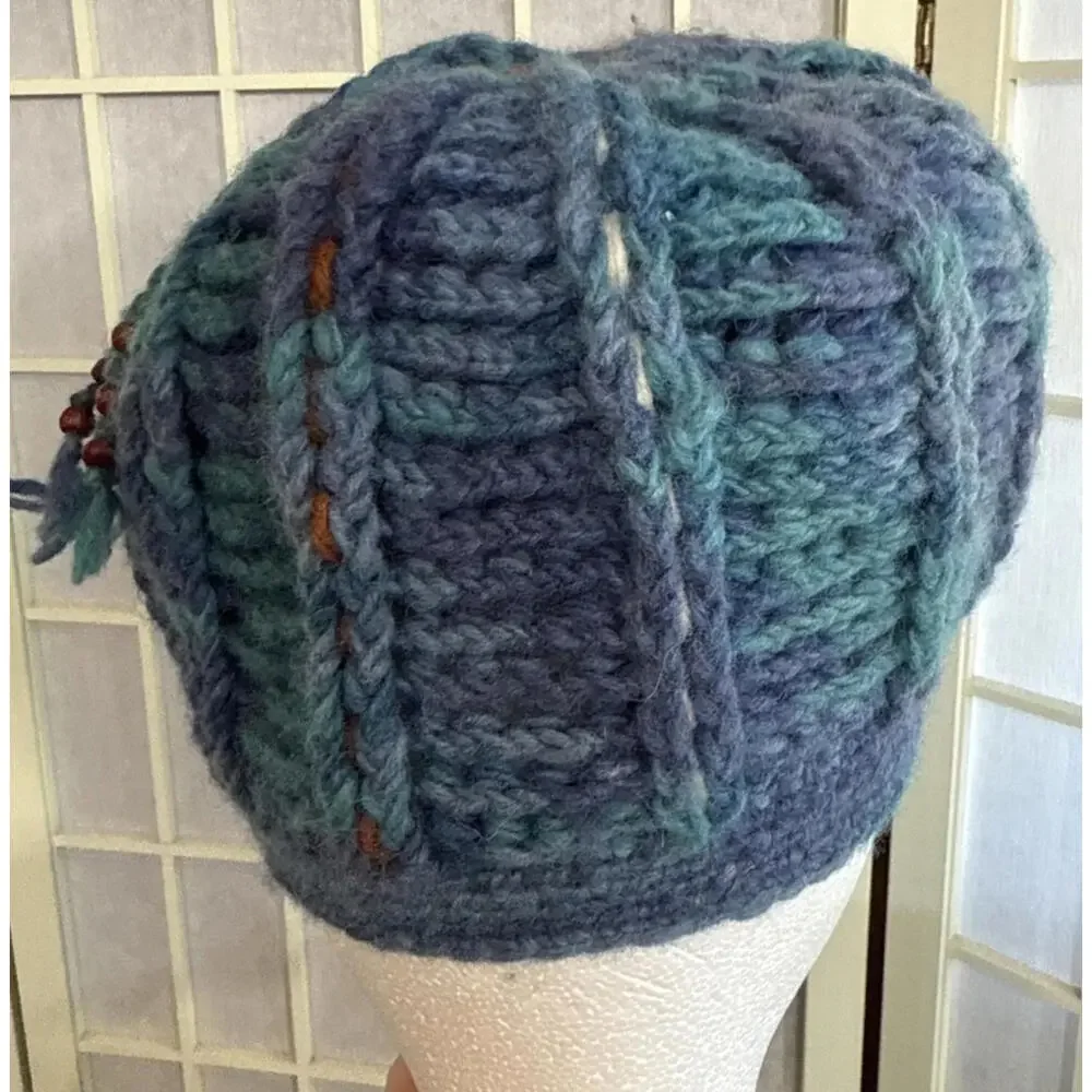 Newari Icelandic‎ Design Chunky Knit Crochet Style French Multicolor Y2K Beret
